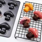 Mushroom Shape Cake Pan 6-Cavity Non-stick Heavy Carbon Steel Cookies Jelly Molds Chocolate Madeleine Pastry Molds Baking Supplies