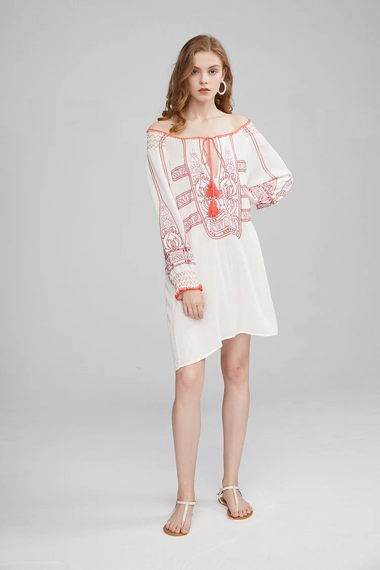 Mirai's Embroidered Boho Dress