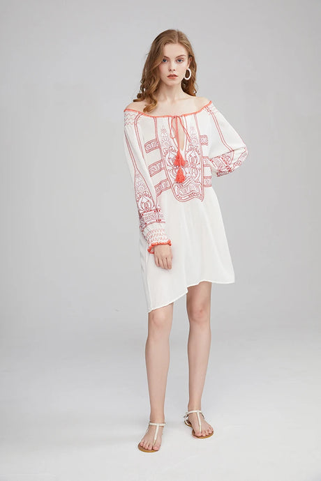 Mirai's Embroidered Boho Dress