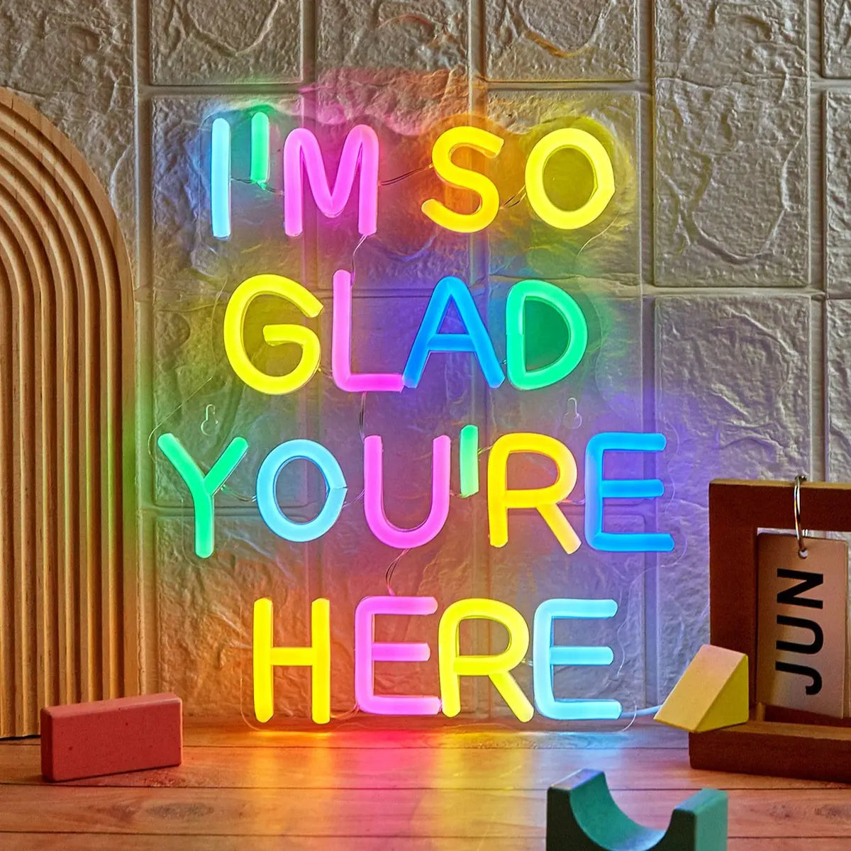 LED Neon l'm So Glad You're Here USB Powered Signs Night Light Wall Art