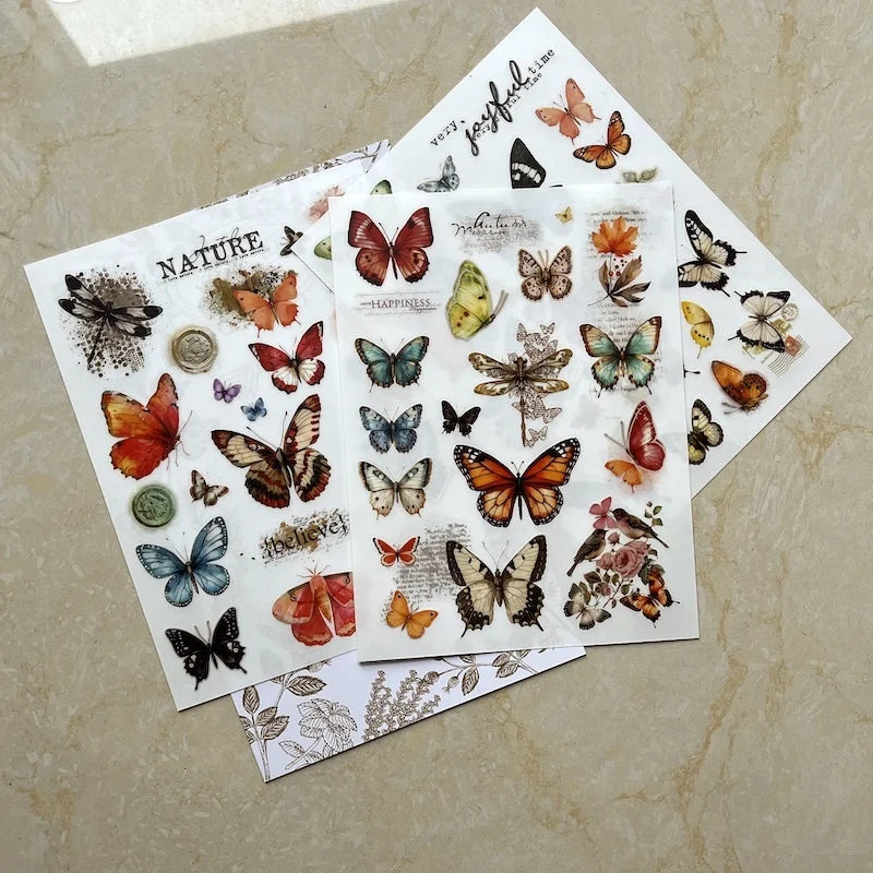 Vintage Big Butterfly RUB ON Transfer Stickers Scrapbooking DIY Craft Supplies Junk Journaling