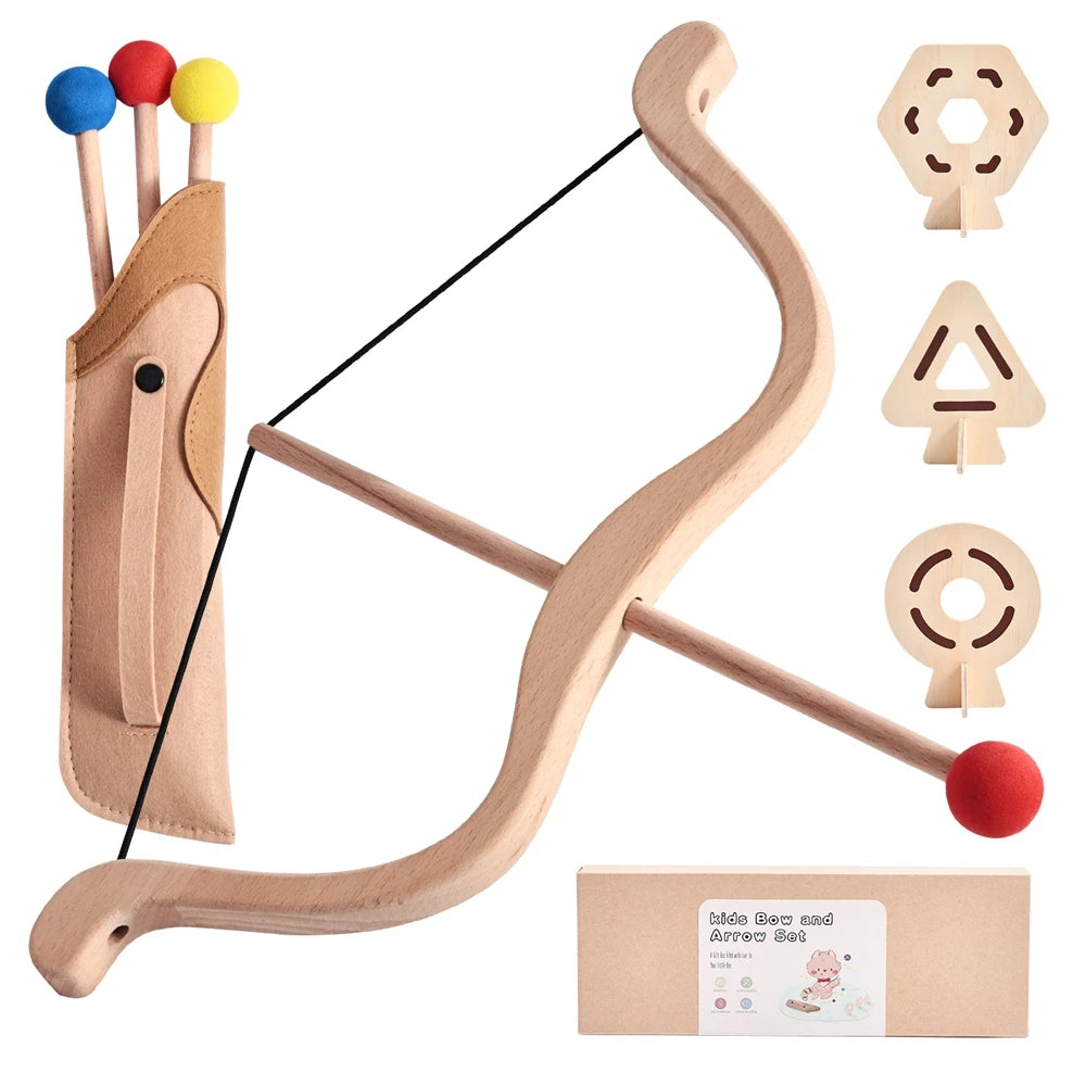 Bow and Arrow Toy Archery Set for Children Montessori Wooden Outdoor Toys Fine Motor Skills