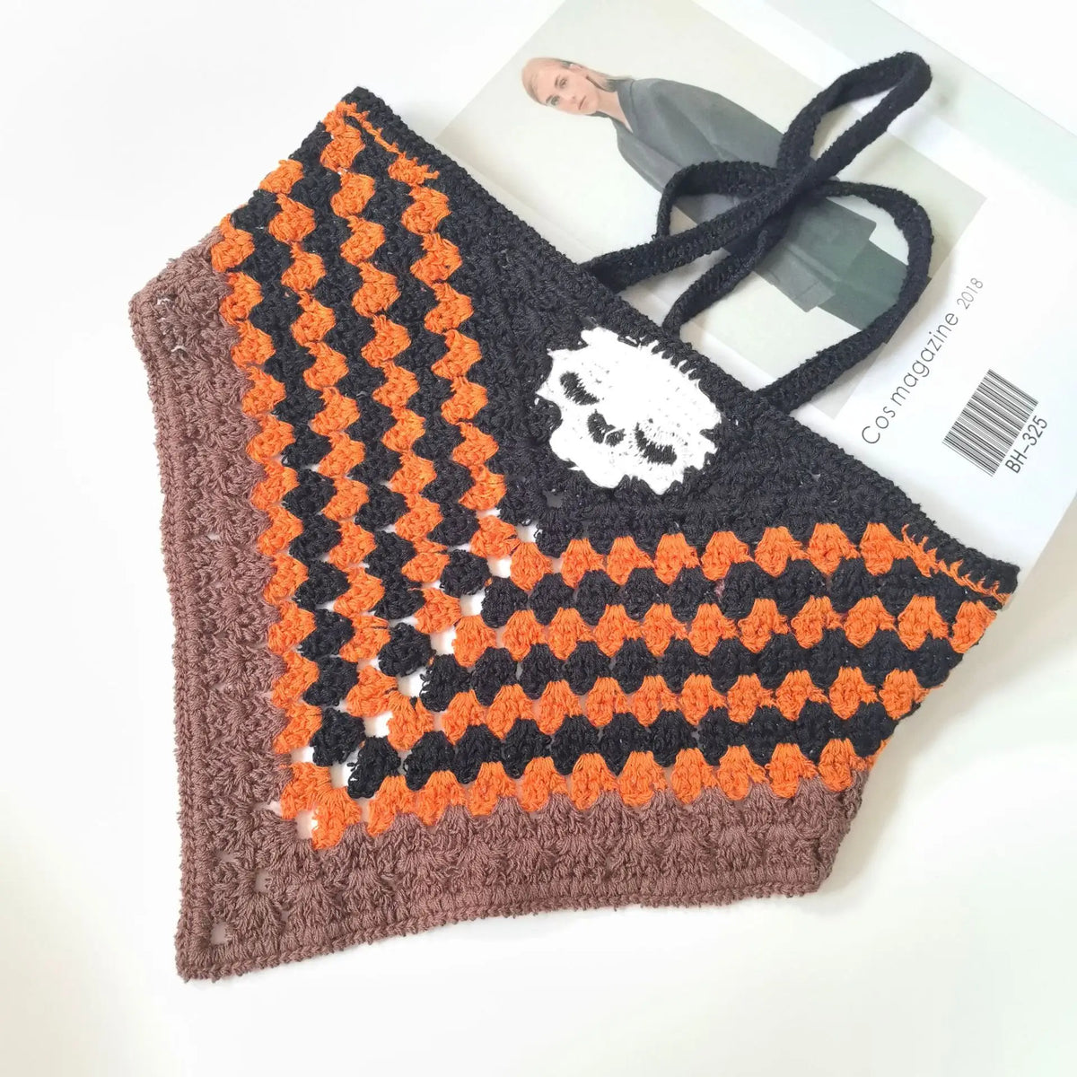Skulls Bats Spiderwebs Halloween Crochet Headscarves Knitted Cotton Triangle Scarf
