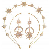 Halo Crown Sun Moon Stars Drop Earrings