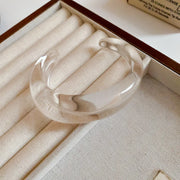 Smooth Round Acrylic Cuff Bangles Vintage Style Jelly Coloyr Smudging Wide Resin Bracelets