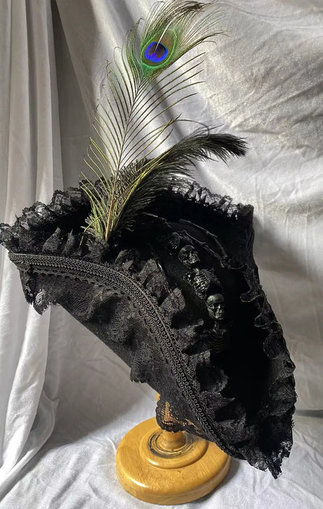 Pirate Hats Vintage Skull Feather Triangle Hats Halloween CosPlay Pirate Top Hat