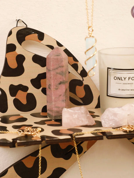 Leopard Print Bow Wall Shelf Wooden Jewellery Display Shelves