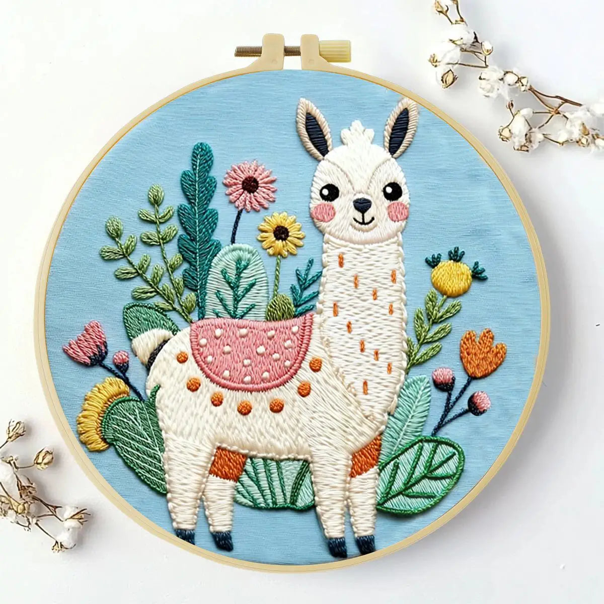 Alpaca Llama 20X20CM/15X15CM DIY Embroidery Kit for Beginners