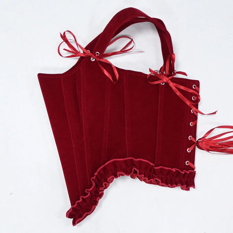 Delphine's Velvet Corset Over Bust Lace Up Boned Bodice 4 Colours
