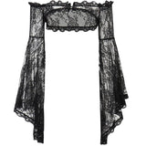 Dark Gothic Lace Long Flare Sleeve Overlay Shrug