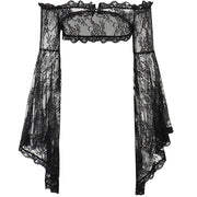 Dark Gothic Lace Long Flare Sleeve Overlay Shrug