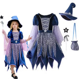 Halloween Witch Costume Dress Sets Bag Hat Wand