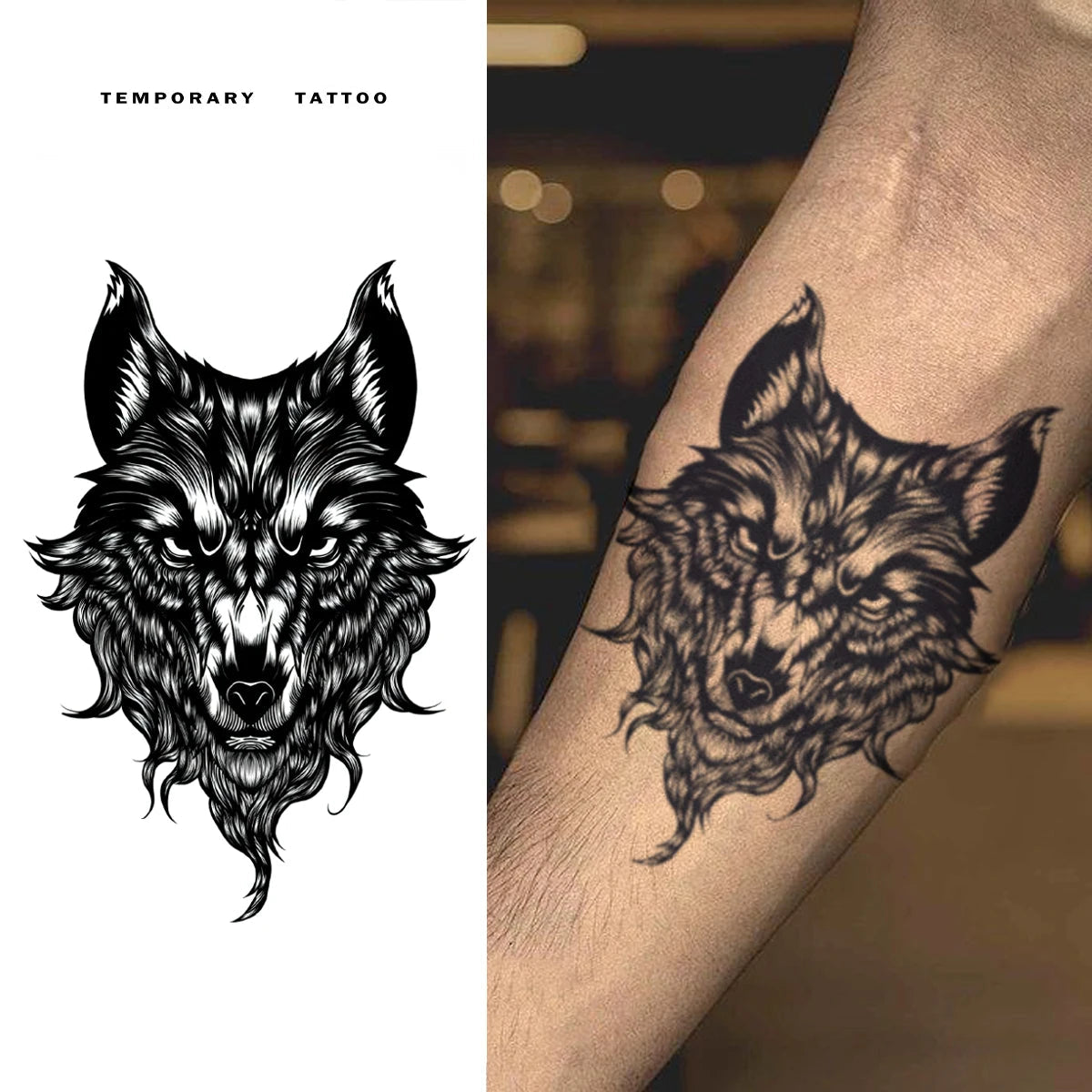 Wolf Head Temporary Tattoo