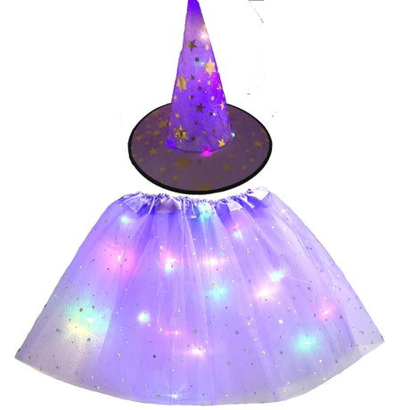 LED Witch Stars Tutu Skirt Glow Party Costumes Halloween