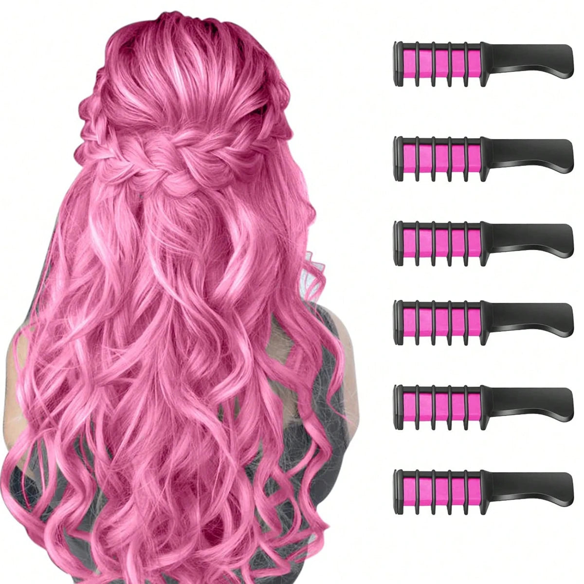 Sets of 6 Hair Chalk Combs Temporary Hair Colour Washable Hair Dye