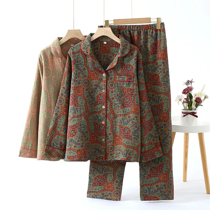 Sunday Mornings Paisley Pyjamas 2 Piece Cotton Loungewear Sleepwear