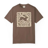 Wild Hare Linoprint T-Shirt Folk Art Forest Animal Naturecore Tee