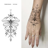 Symmetric Dragonfly Flower Leaf Temporary Tattoo