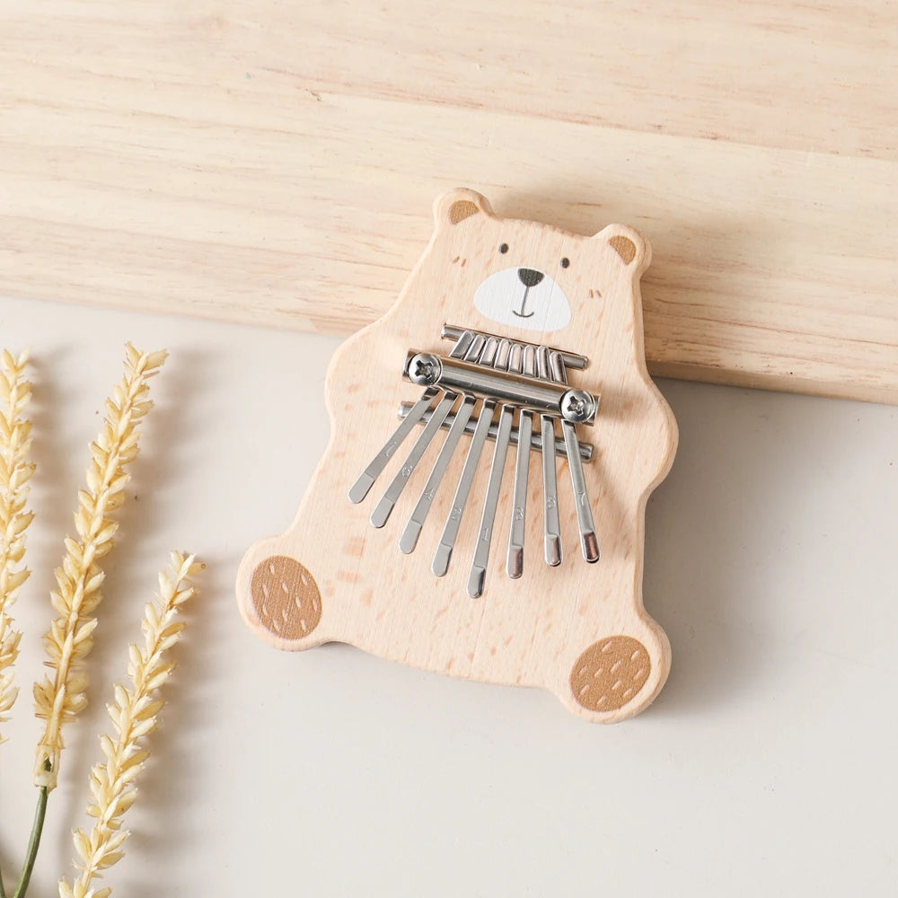Bear Kalimba 8 Key Mini Thumb Piano Montessori Musical Instrument Toys for Children