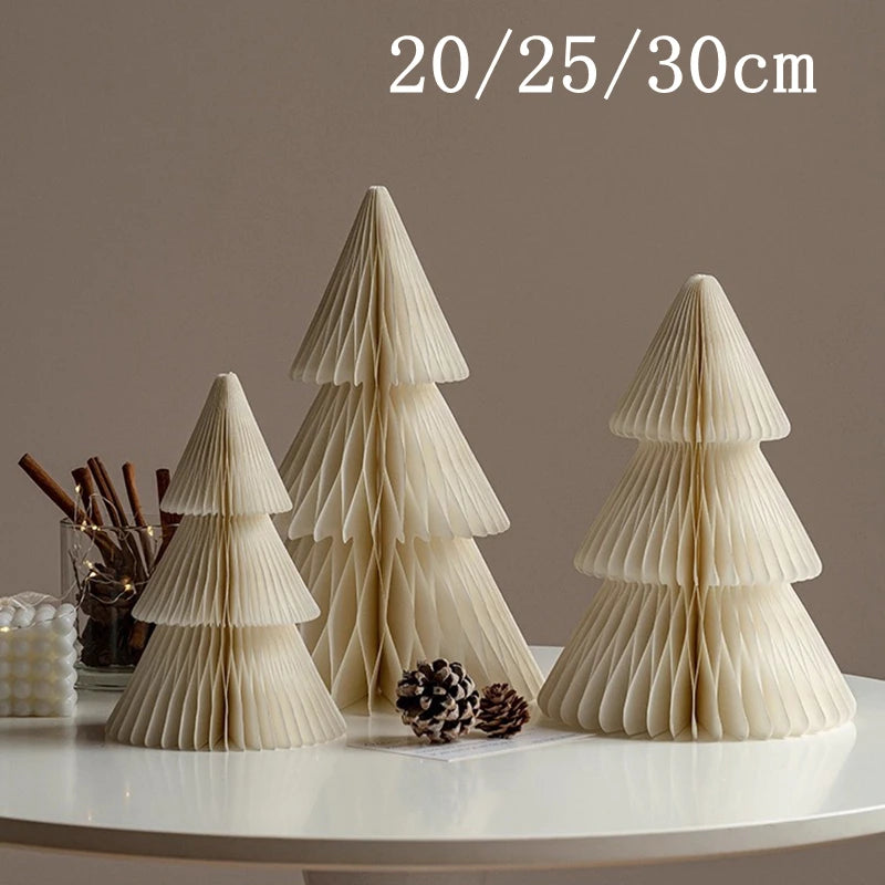 Christmas Paper Honeycomb Decorations Ball Folding Christmas Tree Table 3D Ornaments