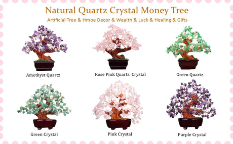 7 Inch Quartz Crystal Money Tree Bonsai Feng Shui Gem Decoration