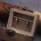 Viking Rope Stainless Steel Huggie Hoop Earrings for Men with Wooden Box