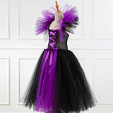 Girls Witch Ghost Vampire Halloween Costume Fluffy Tulle Dress