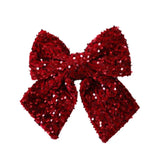 Sparkling Christmas Bow with Ribbon Christmas Tree Bowknot Flocked Wreath Xmas Decorations