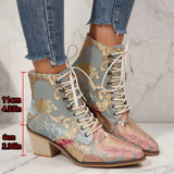 Purple and Golden Marie Antoinette Handmade Embroidered Ankle Boots