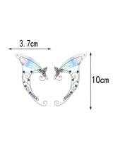 Handmade Copper Crystal Fairy  Ear Cuff Pair No Piercing Clip On Earrings