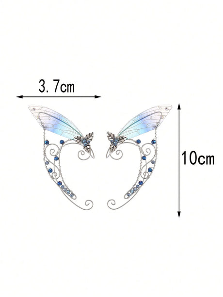 Handmade Copper Crystal Fairy  Ear Cuff Pair No Piercing Clip On Earrings