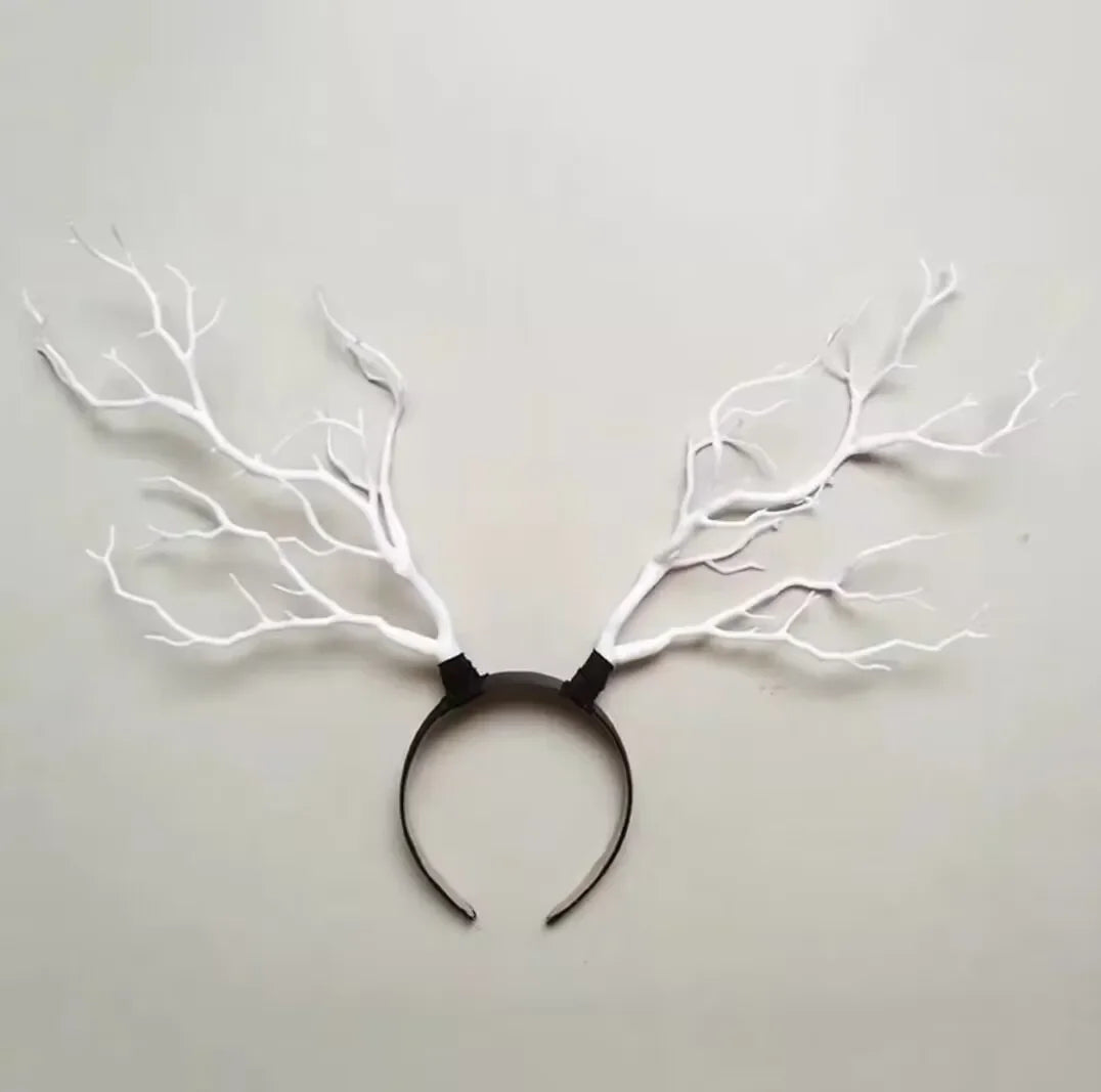 Forest Goddess Headwear Antler Deer Flower Crown Headbands Long Branches Photo Shoot Props