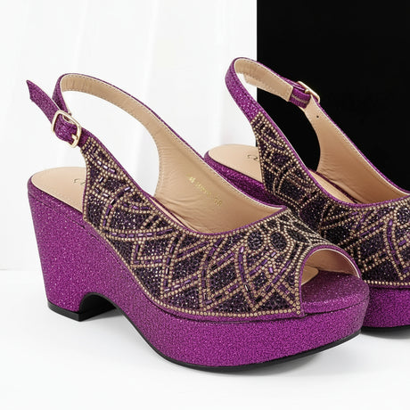 Patty's Peep Toe Shoes and Matching Bag Comfortable Party Shoes Platform Flats