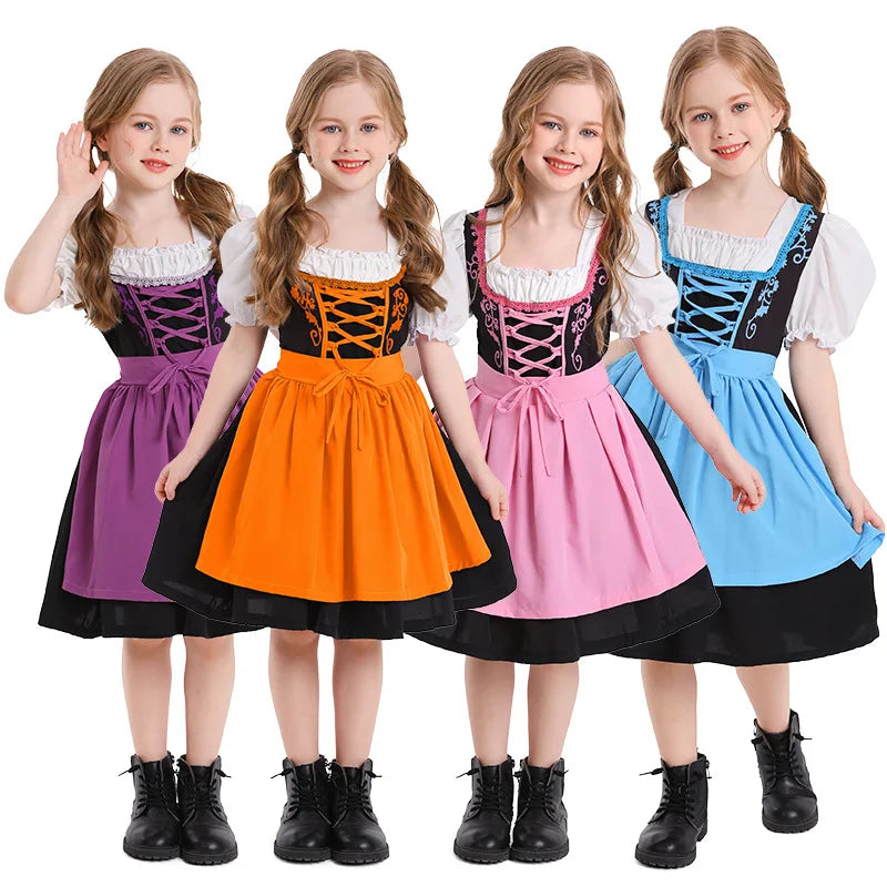 Girls German Dirndl Dress Oktoberfest Costume Witch Cosplay Costume
