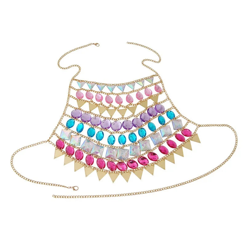 Gem Patchwork Festival Halter Tops Party Crop Top