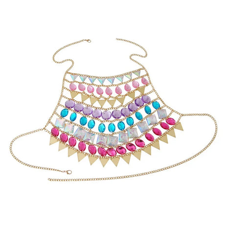 Gem Patchwork Festival Halter Tops Party Crop Top