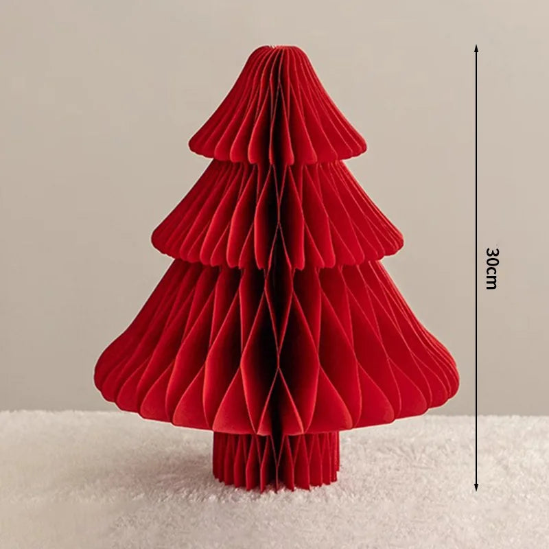 Christmas Paper Honeycomb Decorations Ball Folding Christmas Tree Table 3D Ornaments