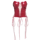 Red's Lace-up PU Leather Corsets