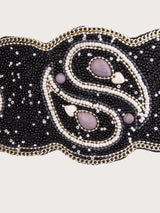 Boho Beaded Elastic Waist Wide Belt