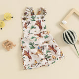Cowboy Print Corduroy Overalls Baby Girl Summer Romper Toddler Clothes
