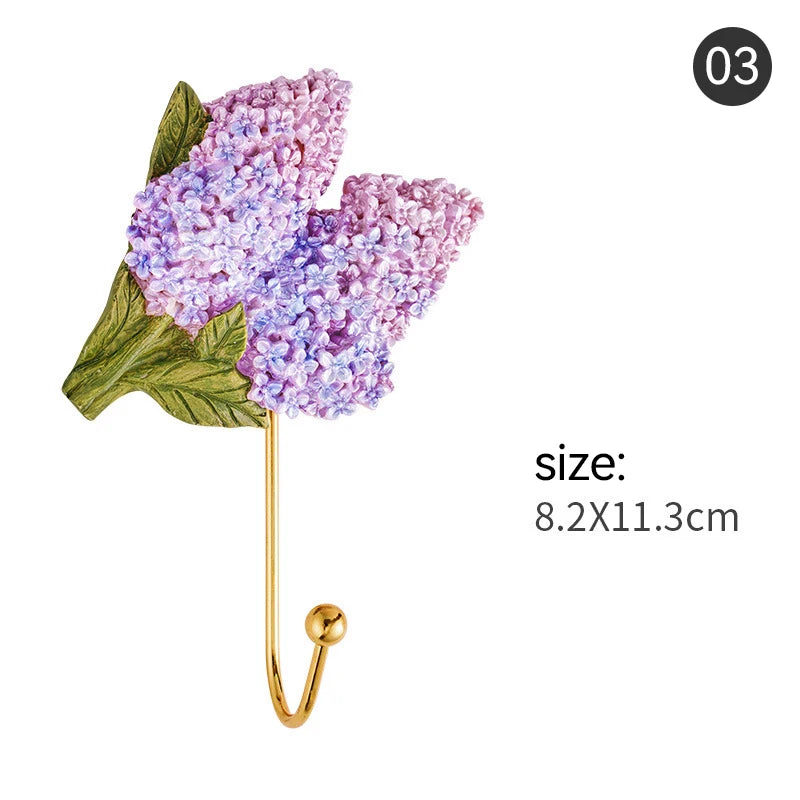 Handpainted Resin Flowers Hooks Rose Lotus Peach Blossom Hydrangea plus more