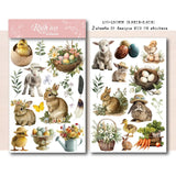 2 Sheet Easter RUB ON Transfer Stickers Cute Bunny Egg Flower Stickers DIY Scrapbooking Craft