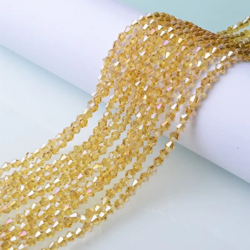 3/4/6mm Rainbow Austria Bicone Crystal Beads AB Colour Faceted Glass Beads for DIY Jewellery Making
