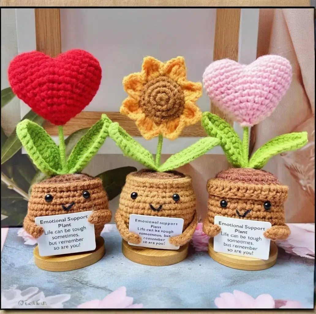 Crochet Sunflower Flowers Potted Desk Ornaments