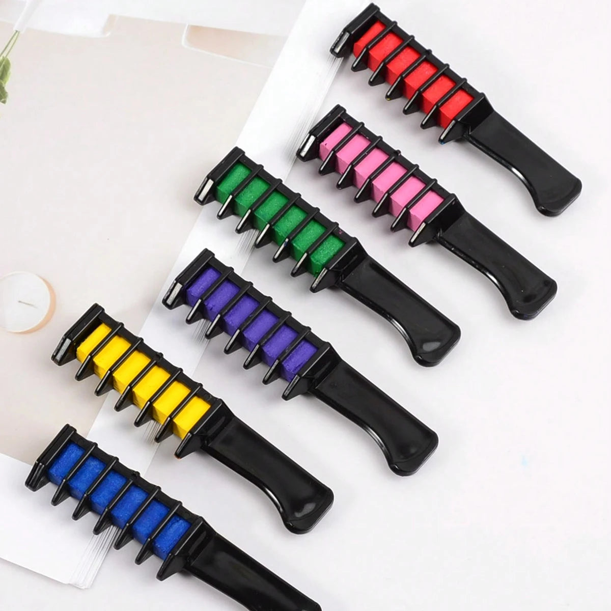 Sets of 6 Hair Chalk Combs Temporary Hair Colour Washable Hair Dye