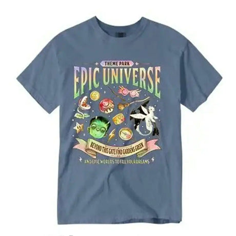 Epic Universe Unisex Tee Cotton T-Shirt Fantasy Family Theme Park Trip Orlando Park