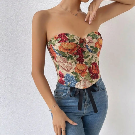 Meadow Weaver's Boned Floral Underwired Corset