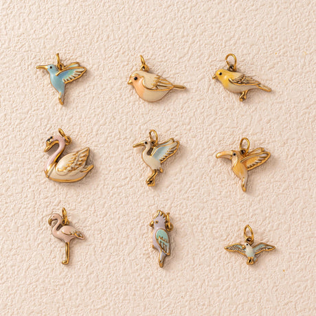 Enamel Bird Pendant Charms Necklace Bracelet DIY Jewellery Making Findings