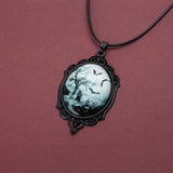 Familiar Black Cat Cameo Necklace Halloween Jewellery