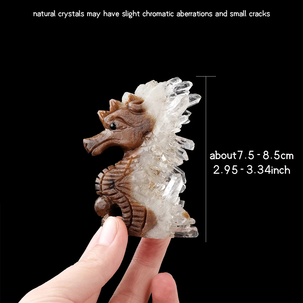Seahorse Figurine Natural Healing Crystal Stone Clear Quartz Cluster